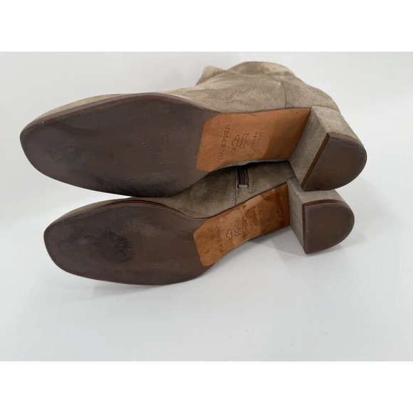 Via Spiga Side Zip Suede Tan Bootie US 7 M EUR 37 Block Heel Easy Wear - Picture 6 of 10